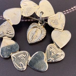 Vintage Silver Religious Mother Mary Brooch